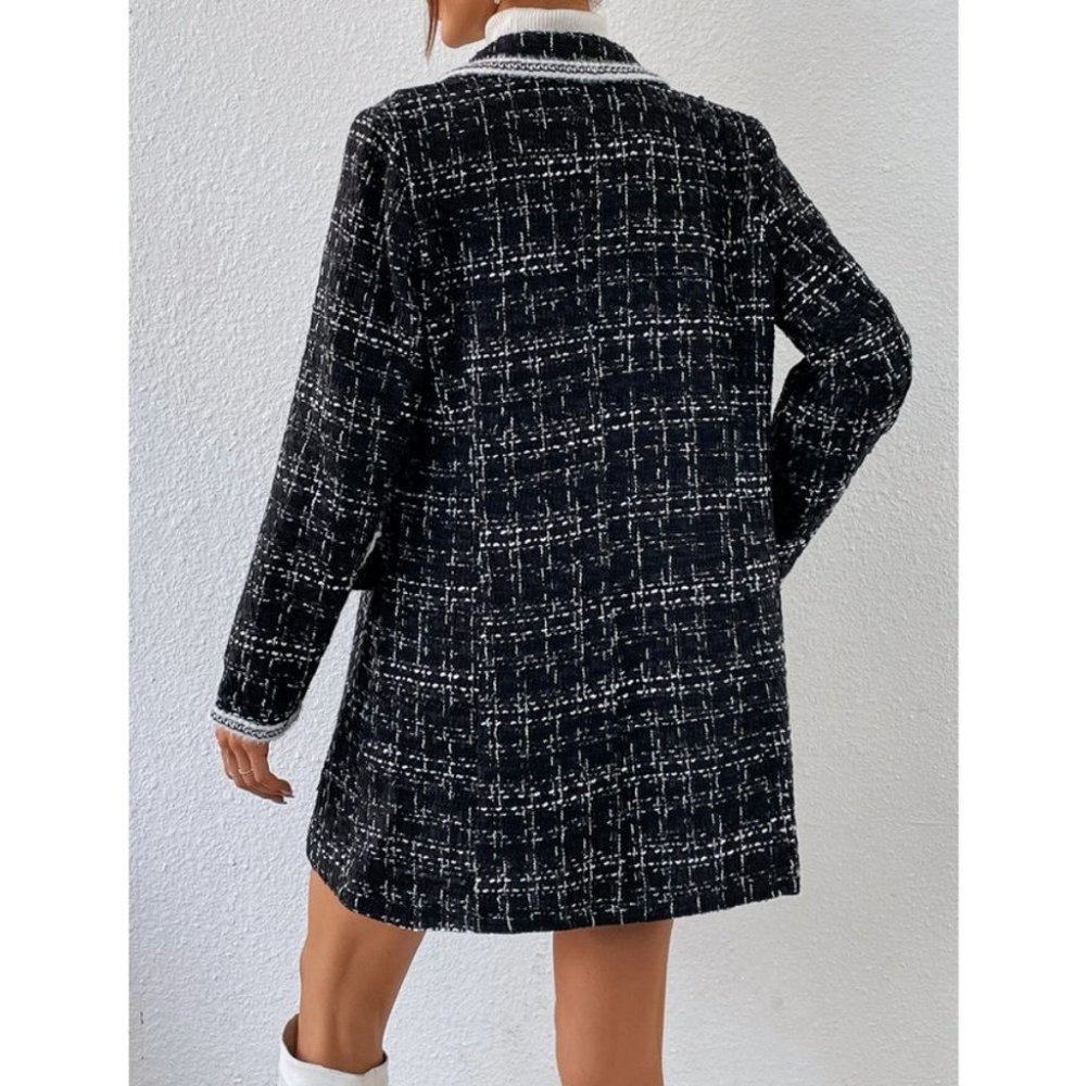Black Preppy Womens Double Breasted Blazer - Picture 3 of 11